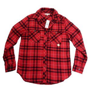 PacSun L.A Hearts Womens Plaid Long Sleeve Button Down Flannel Red Black Size XS